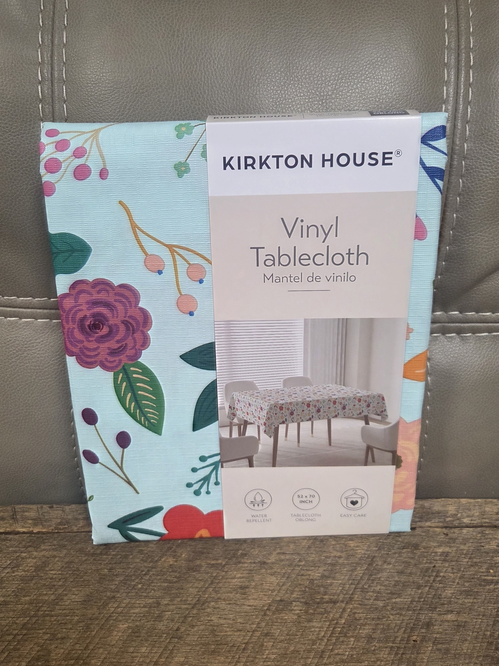 NWT Kirkton House Vinyl 52x70 Oblong Tablecloth - Blue Floral ~ BIN 1L